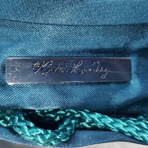 NWOT Kate Landry Turquoise  Satin Clutch Purse with Bow and strap - Picture 6 of 9